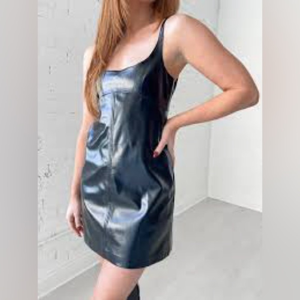 New! Amanda Uprichard Krisa Mini Dress in Black Patent Leather 🖤 Medium NWT - Picture 5 of 10
